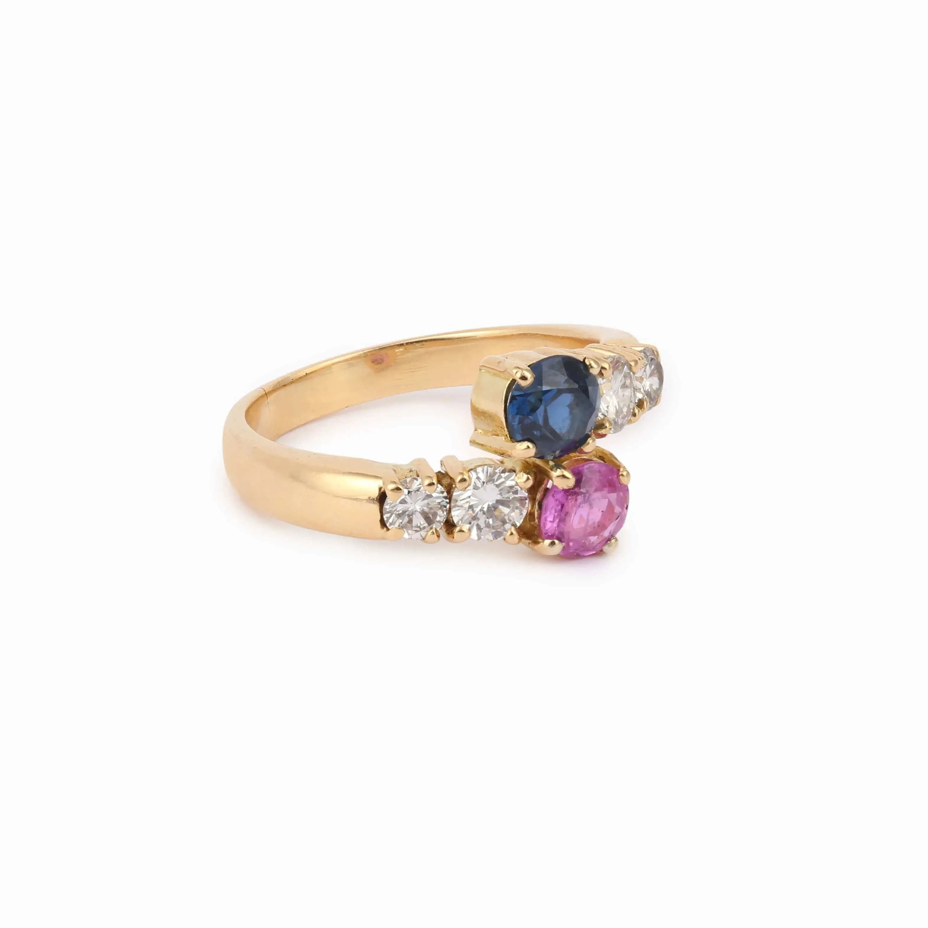 Bague Toi & Moi 1.60 Cts Saphir et Saphir Rose Diamant Or Jaune sold by 58 Facettes product image thumbnail 3