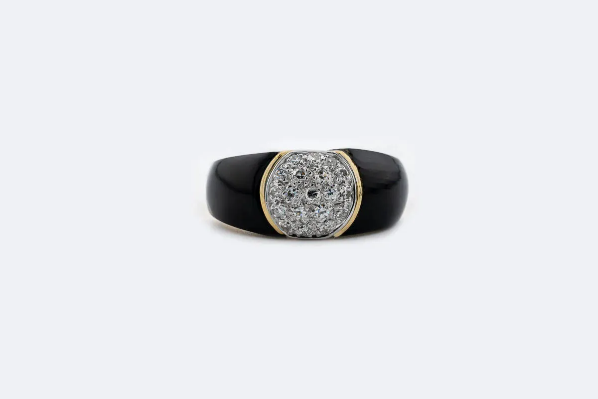 Bague en or jaune avec onyx et pavé diamants sold by 58 Facettes product image thumbnail 3