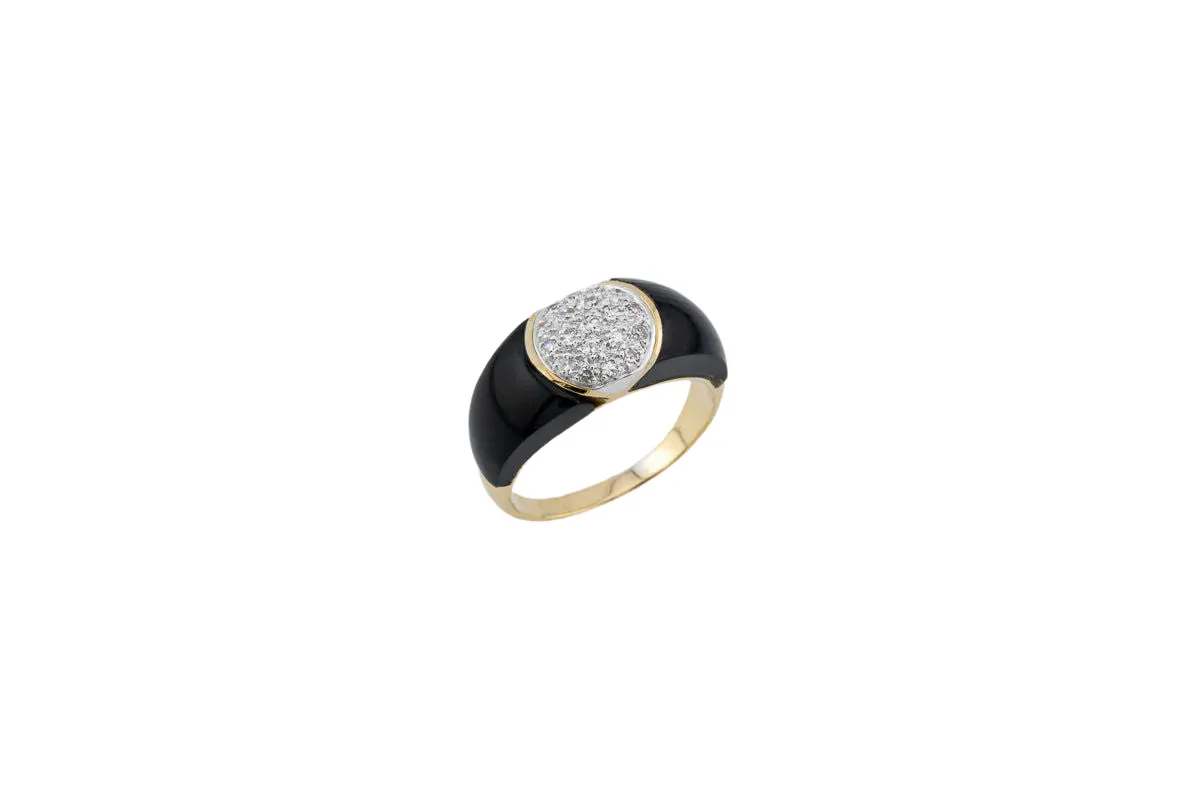 Bague en or jaune avec onyx et pavé diamants sold by 58 Facettes