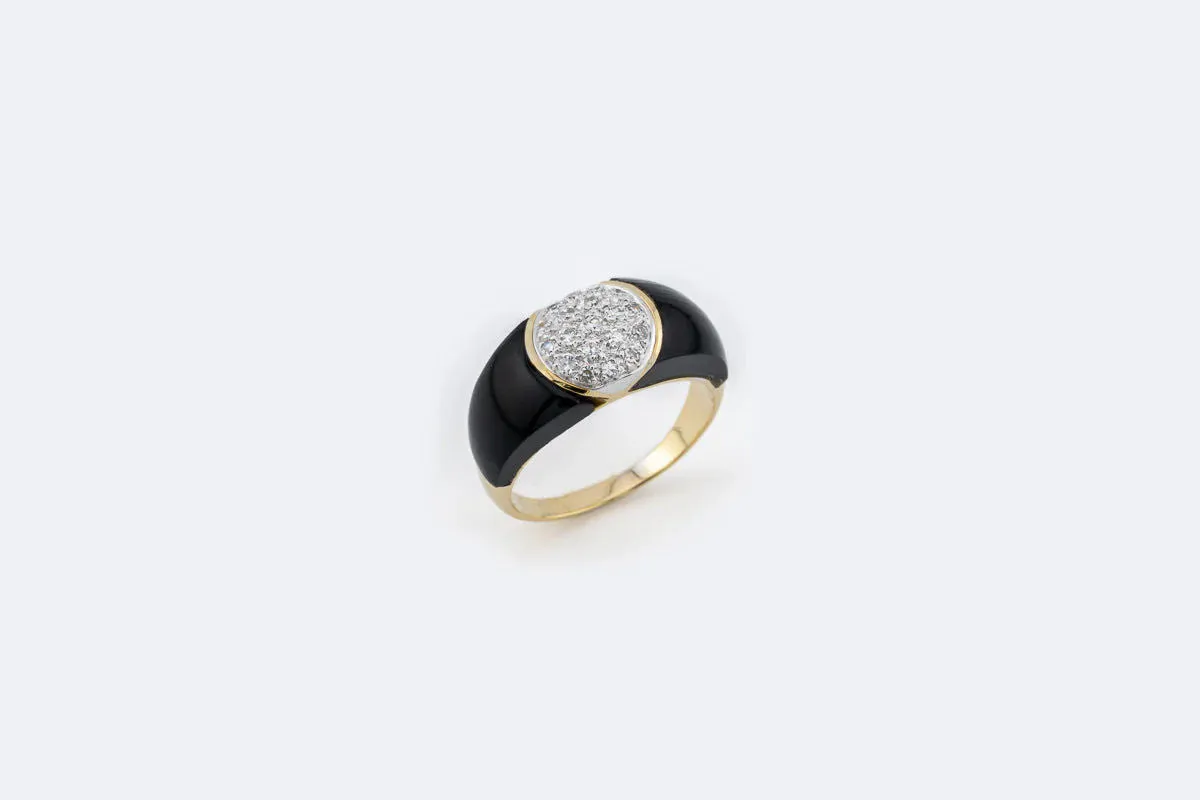 Bague en or jaune avec onyx et pavé diamants sold by 58 Facettes product image thumbnail 2