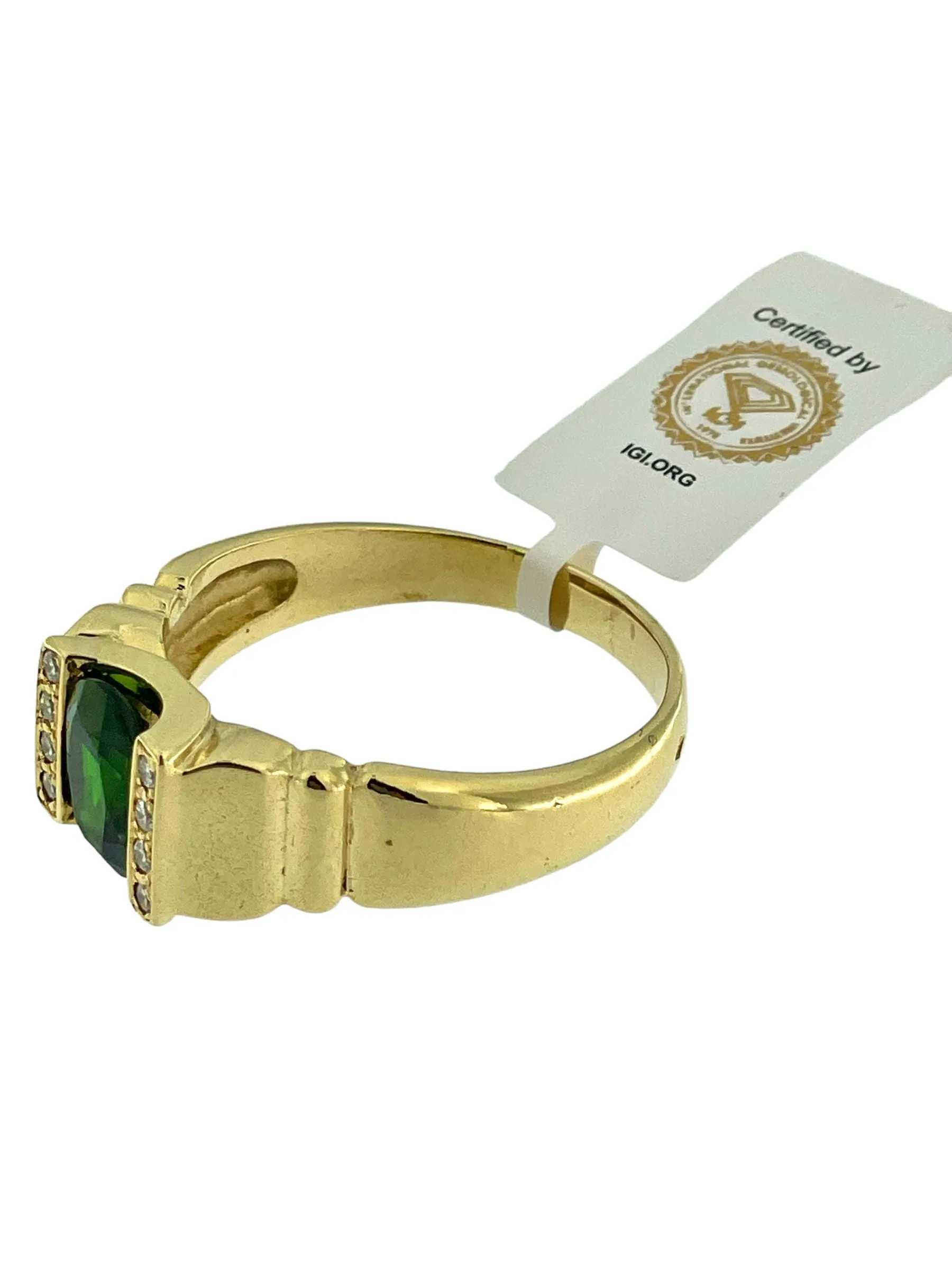 Bague en or jaune 18 carats avec diamants et diopside vert sold by 58 Facettes product image thumbnail 2