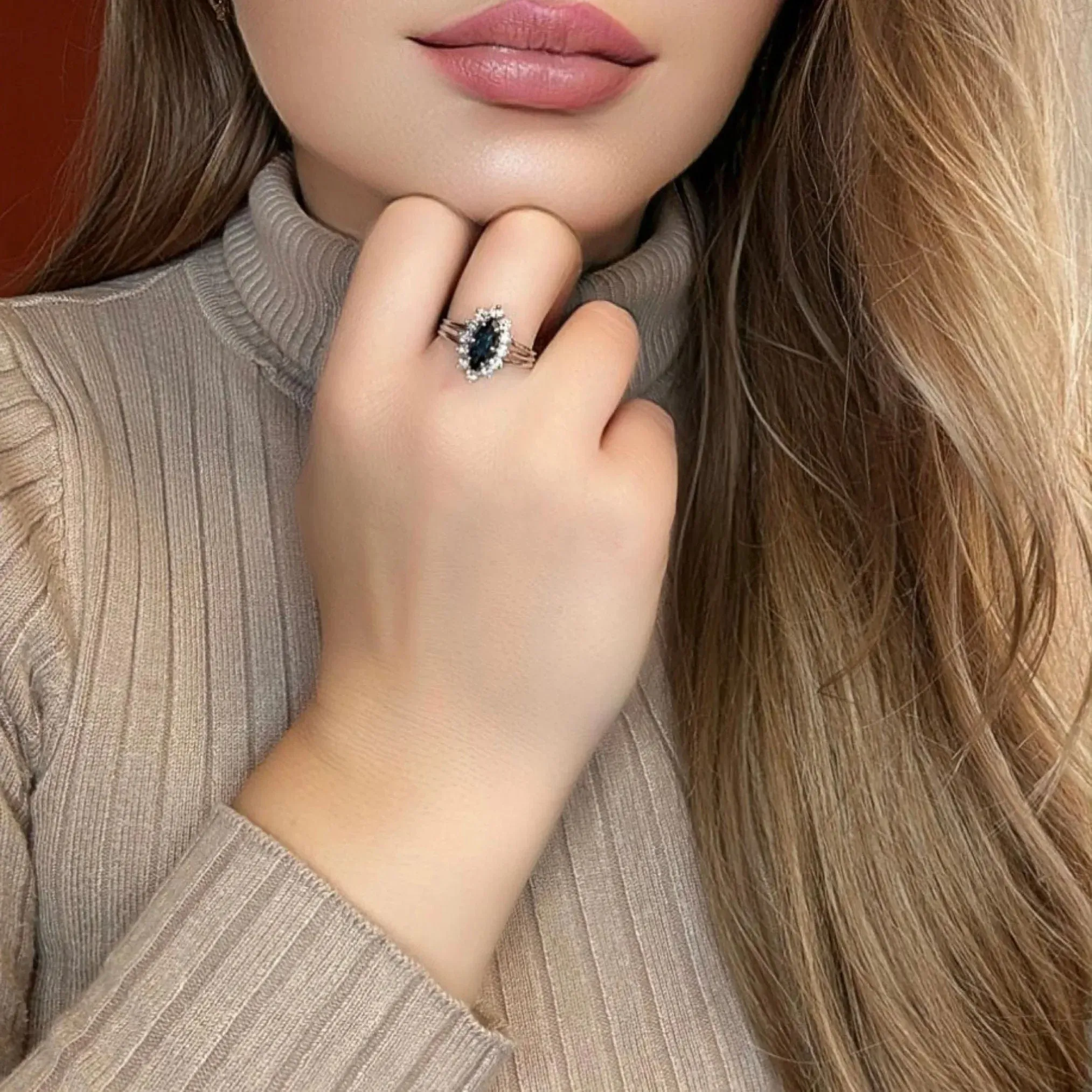 Bague Marquise or blanc Saphir et Diamants sold by 58 Facettes product image thumbnail 2