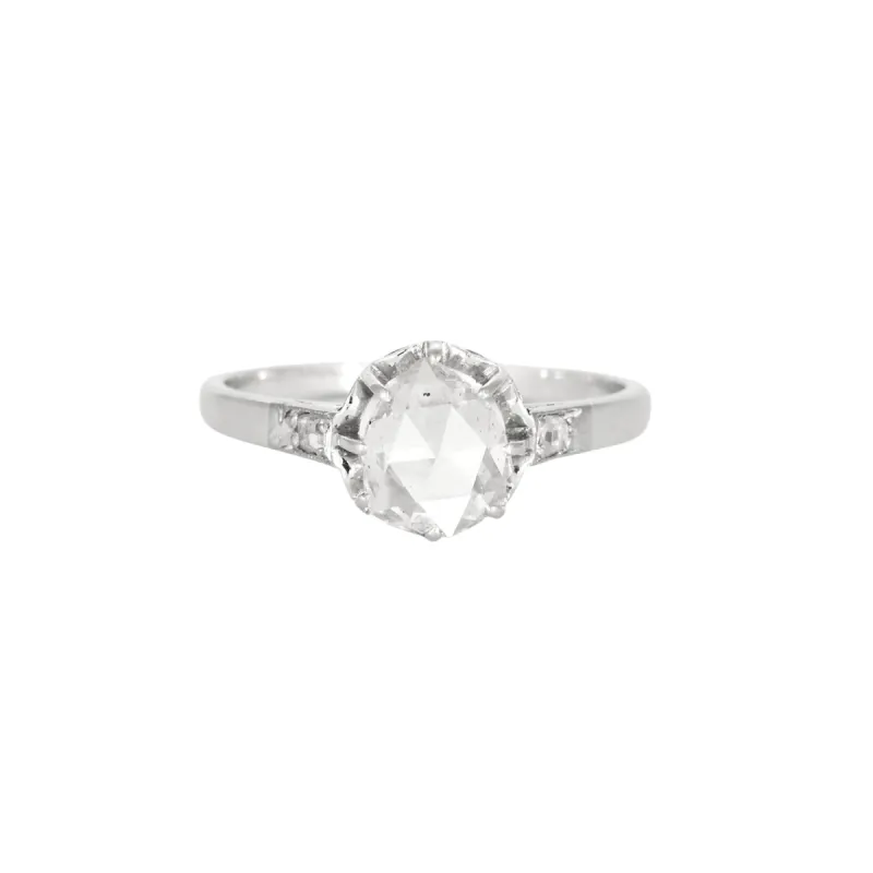 Bague en or gris et diamant taillé en rose sold by 58 Facettes