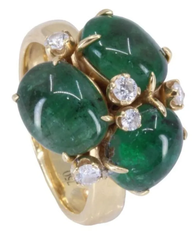 Bague Or jaune Diamants Verre sold by 58 Facettes