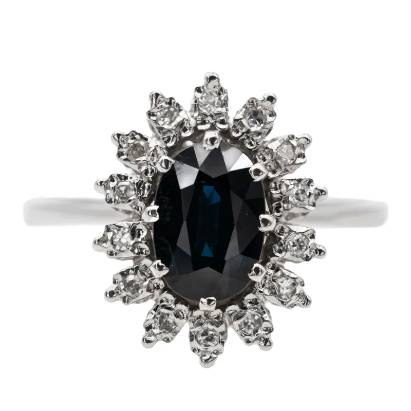 Bague Pompadour Or blanc Saphir sold by 58 Facettes