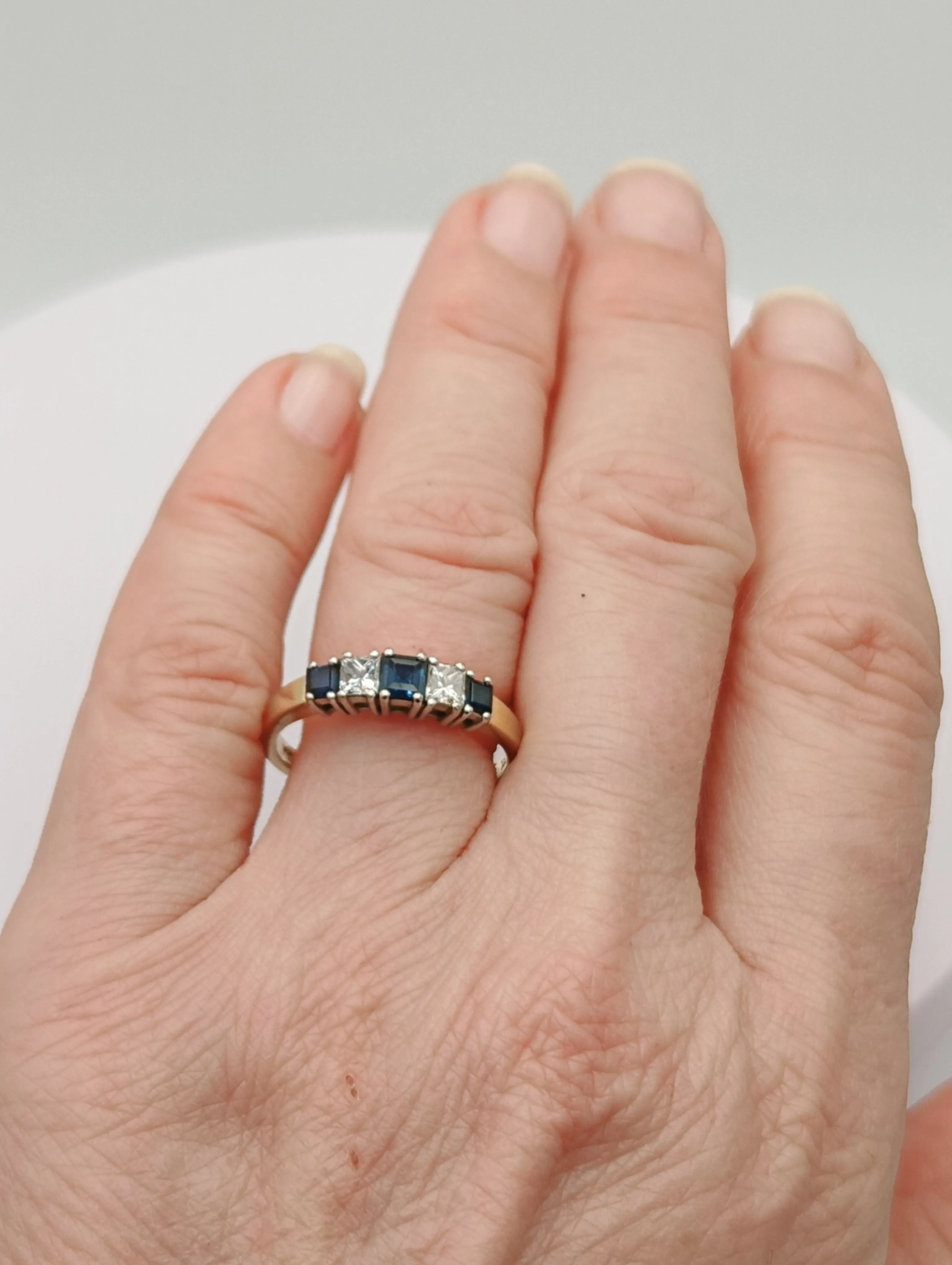 Bague vintage Saphirs Diamants taille princesse sold by 58 Facettes product image thumbnail 2