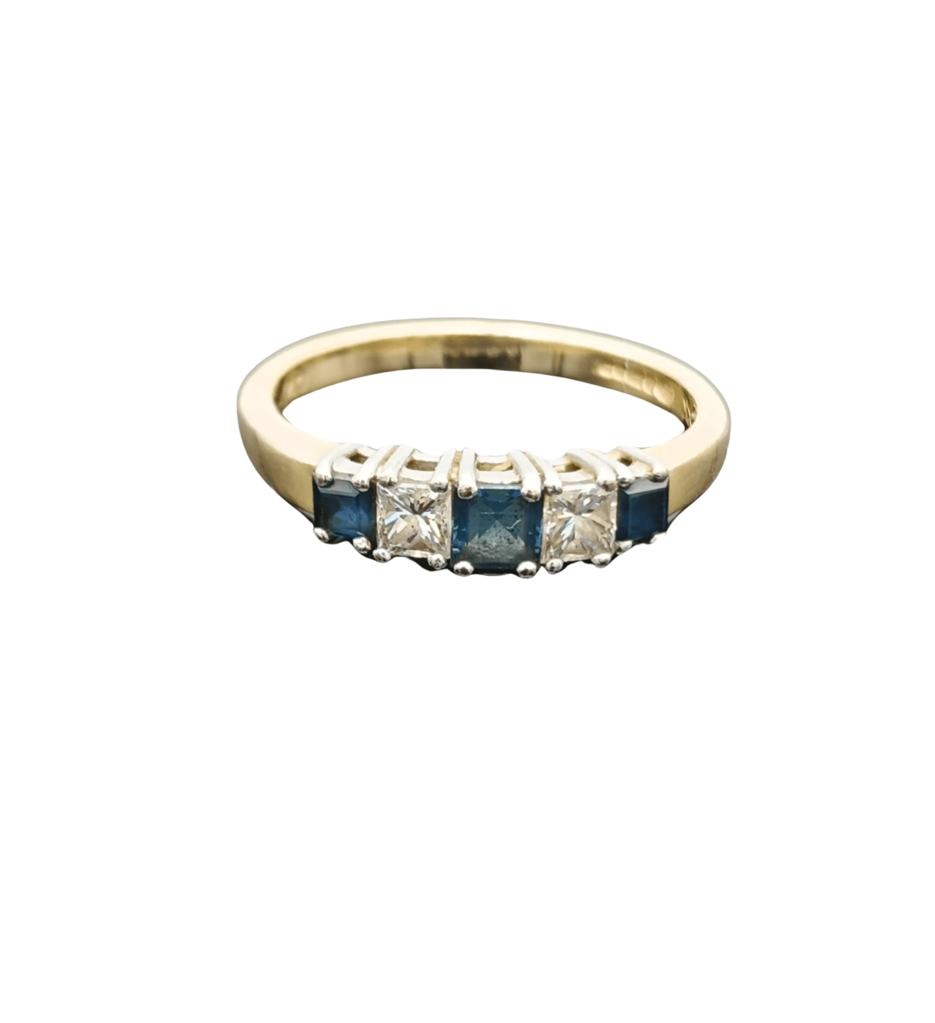 Bague vintage Saphirs Diamants taille princesse sold by 58 Facettes