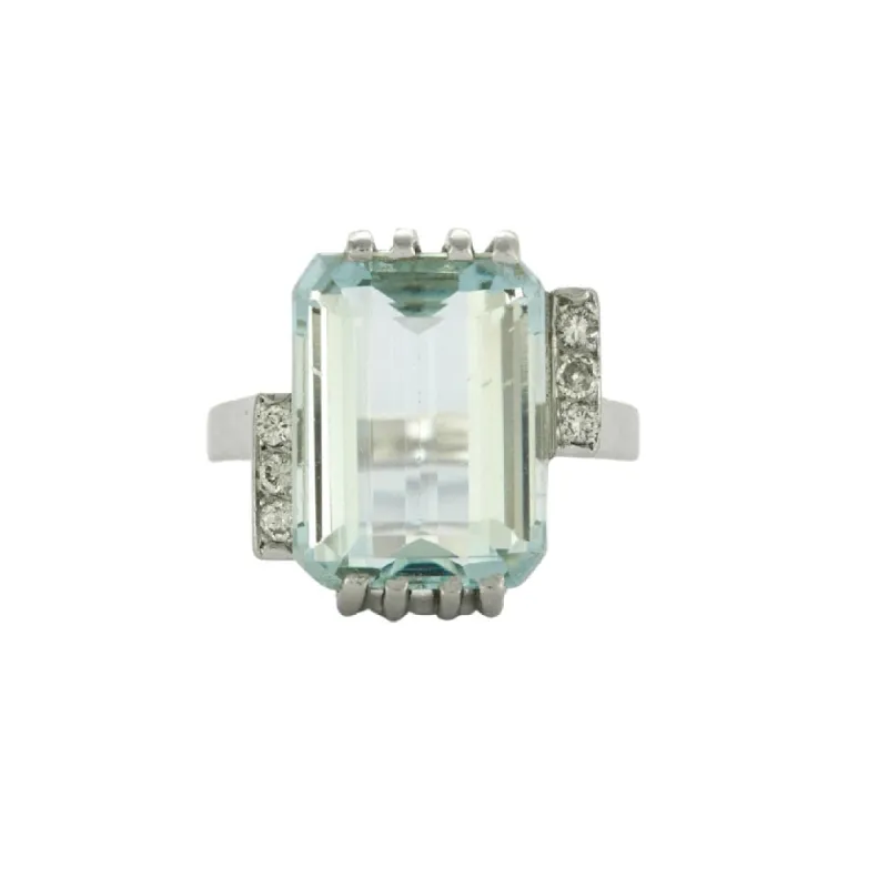 Bague Style Art Déco Aigue-Marine Diamants sold by 58 Facettes