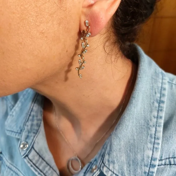 Boucles d'oreilles pendantes en or jaune et rose avec diamants sold by 58 Facettes product image thumbnail 2