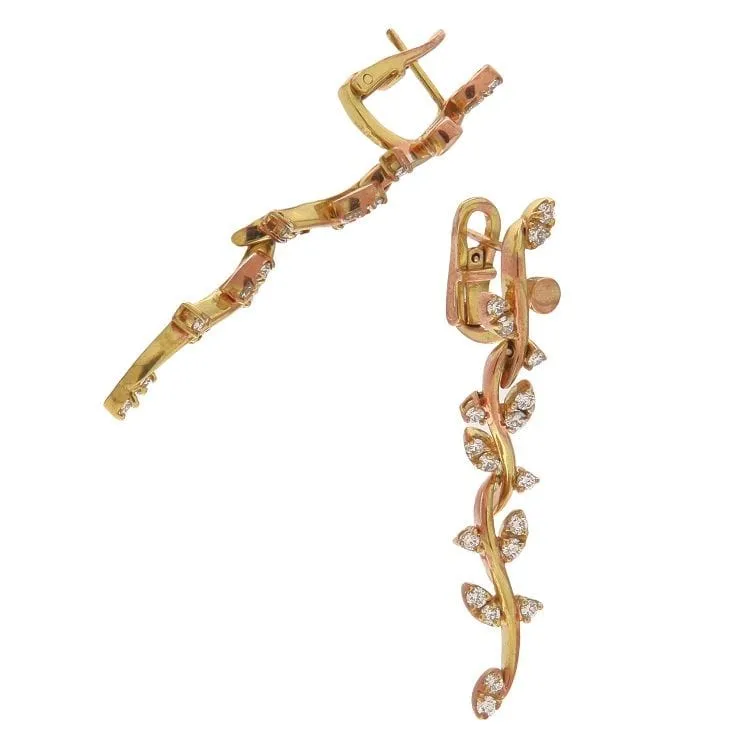 Boucles d'oreilles pendantes en or jaune et rose avec diamants sold by 58 Facettes product image thumbnail 3