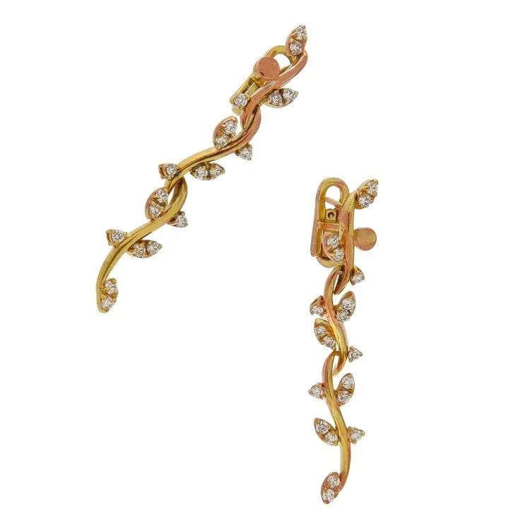 Boucles d'oreilles pendantes en or jaune et rose avec diamants sold by 58 Facettes product image thumbnail 4