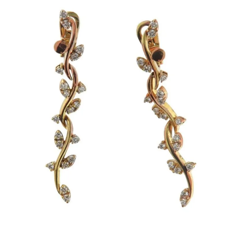 Boucles d'oreilles pendantes en or jaune et rose avec diamants sold by 58 Facettes