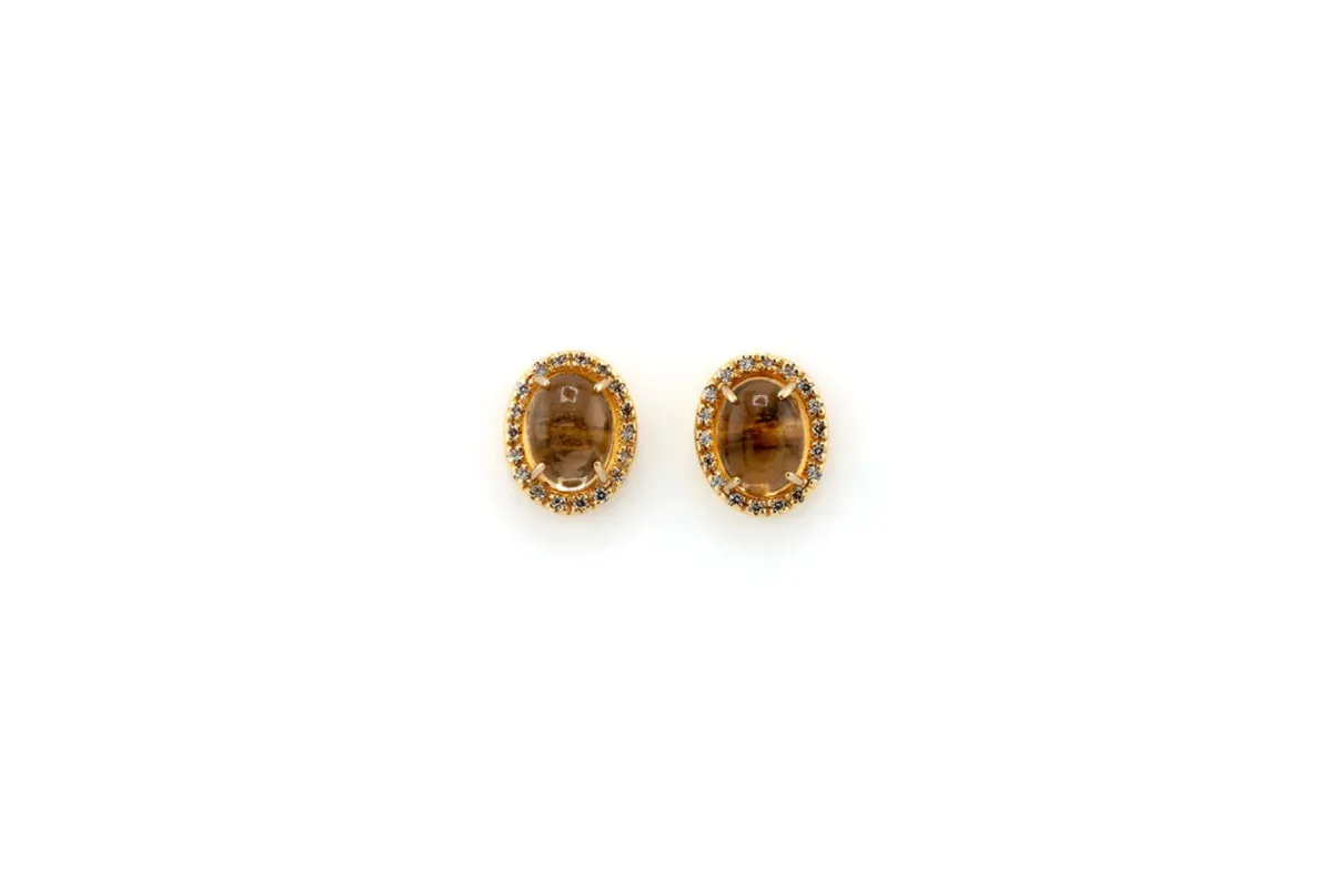 Boucles d'oreilles en or jaune avec pierre jaune sold by 58 Facettes
