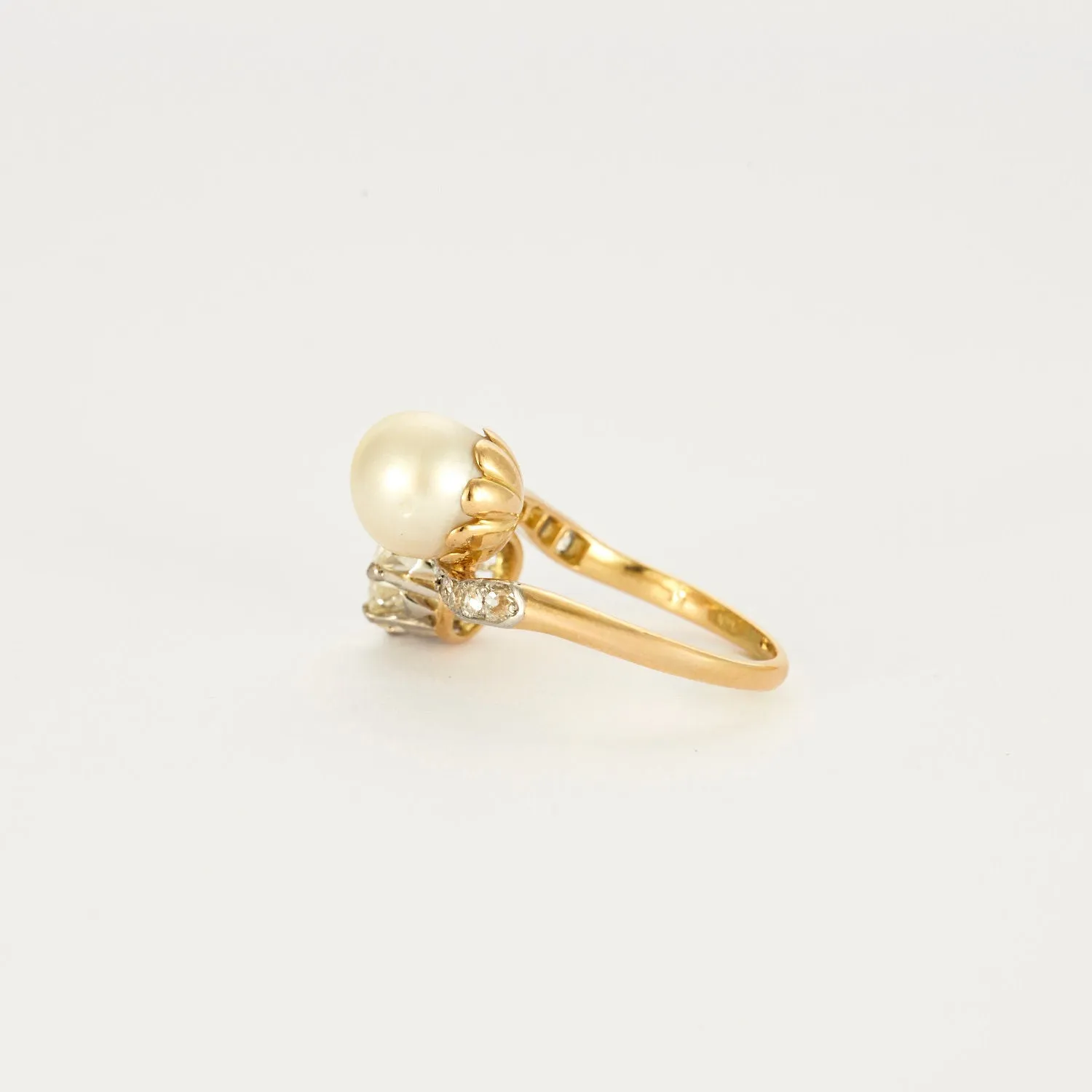 Bague Toi et Moi or jaune et gris perle et diamants sold by 58 Facettes product image thumbnail 4