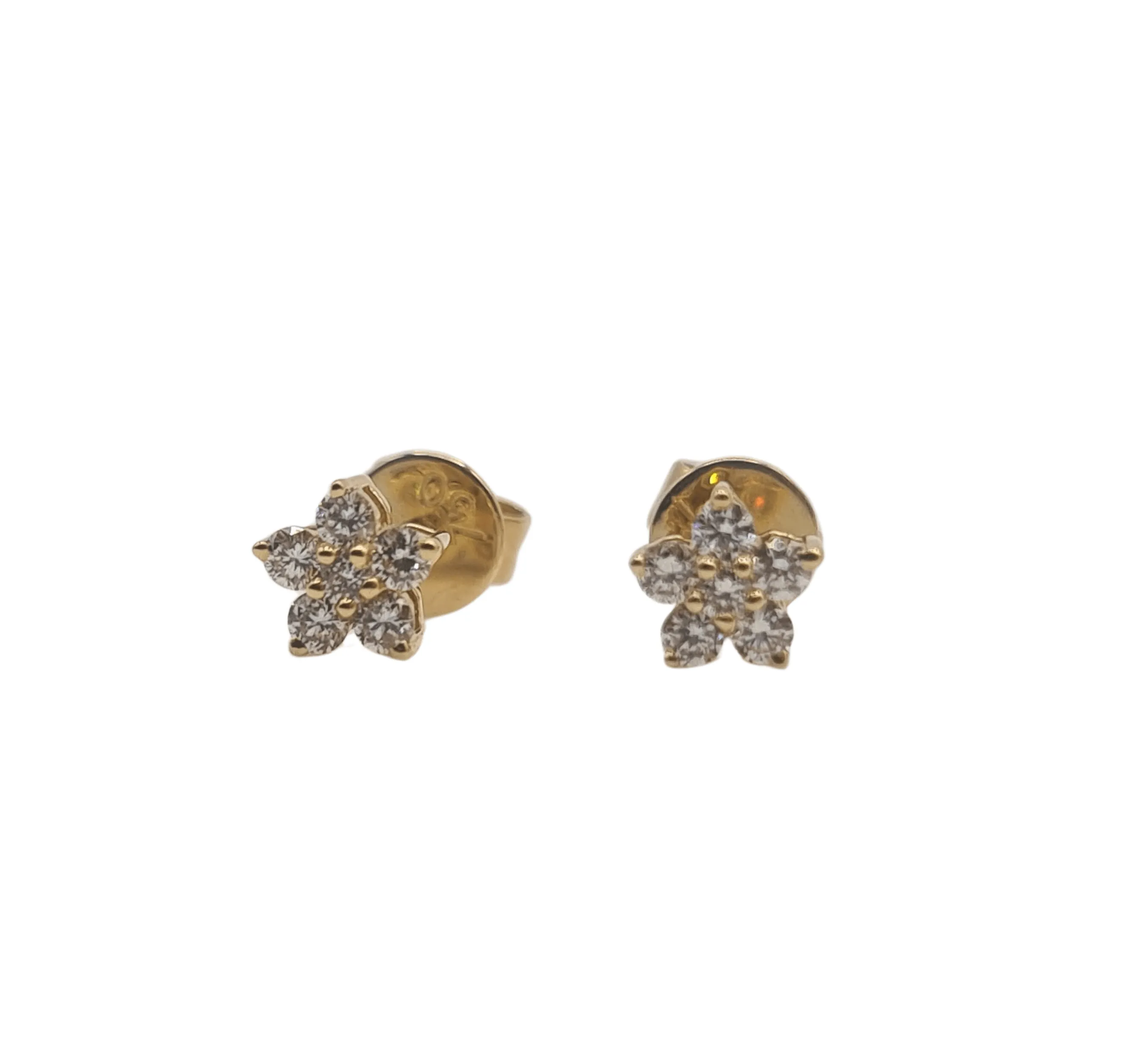 Boucles d’oreilles fleurs or jaune serties de diamants sold by 58 Facettes