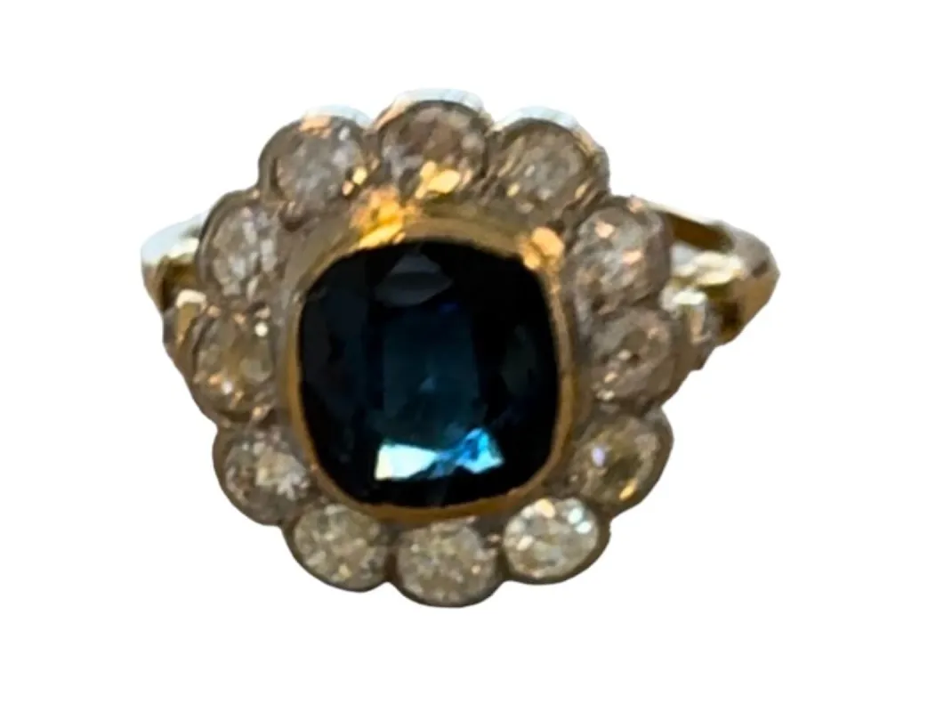 Bague Or jaune Platine Saphir Diamants sold by 58 Facettes