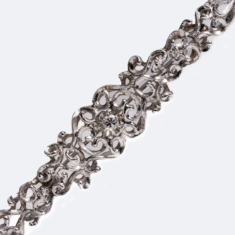 Broche vintage en or blanc avec diamant sold by 58 Facettes product image thumbnail 3