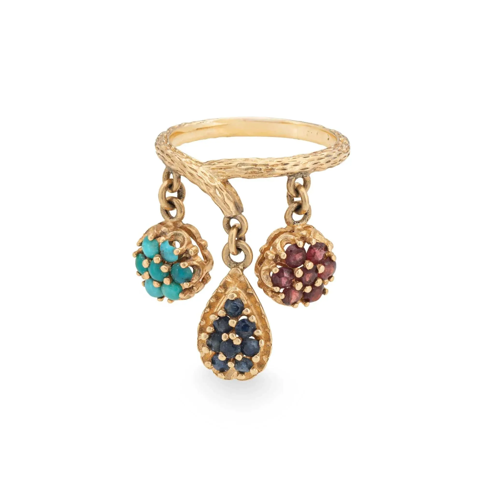 Bague de charme vintage des années 60 Turquoise Rubis Grenat sold by 58 Facettes