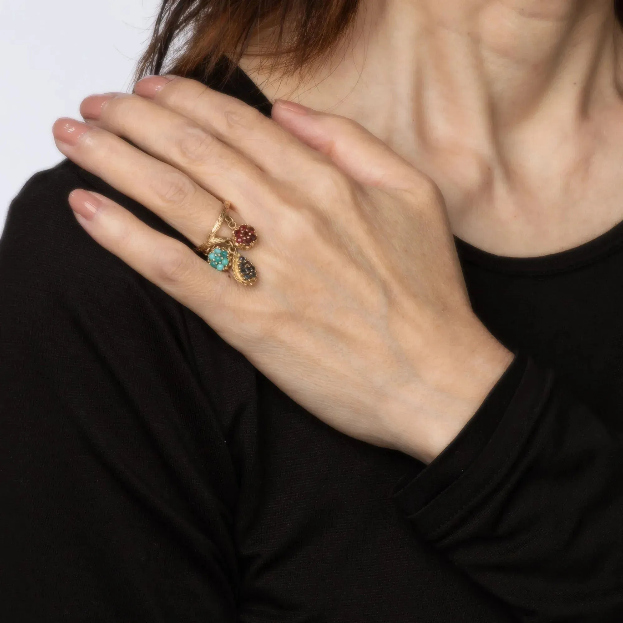 Bague de charme vintage des années 60 Turquoise Rubis Grenat sold by 58 Facettes product image thumbnail 2