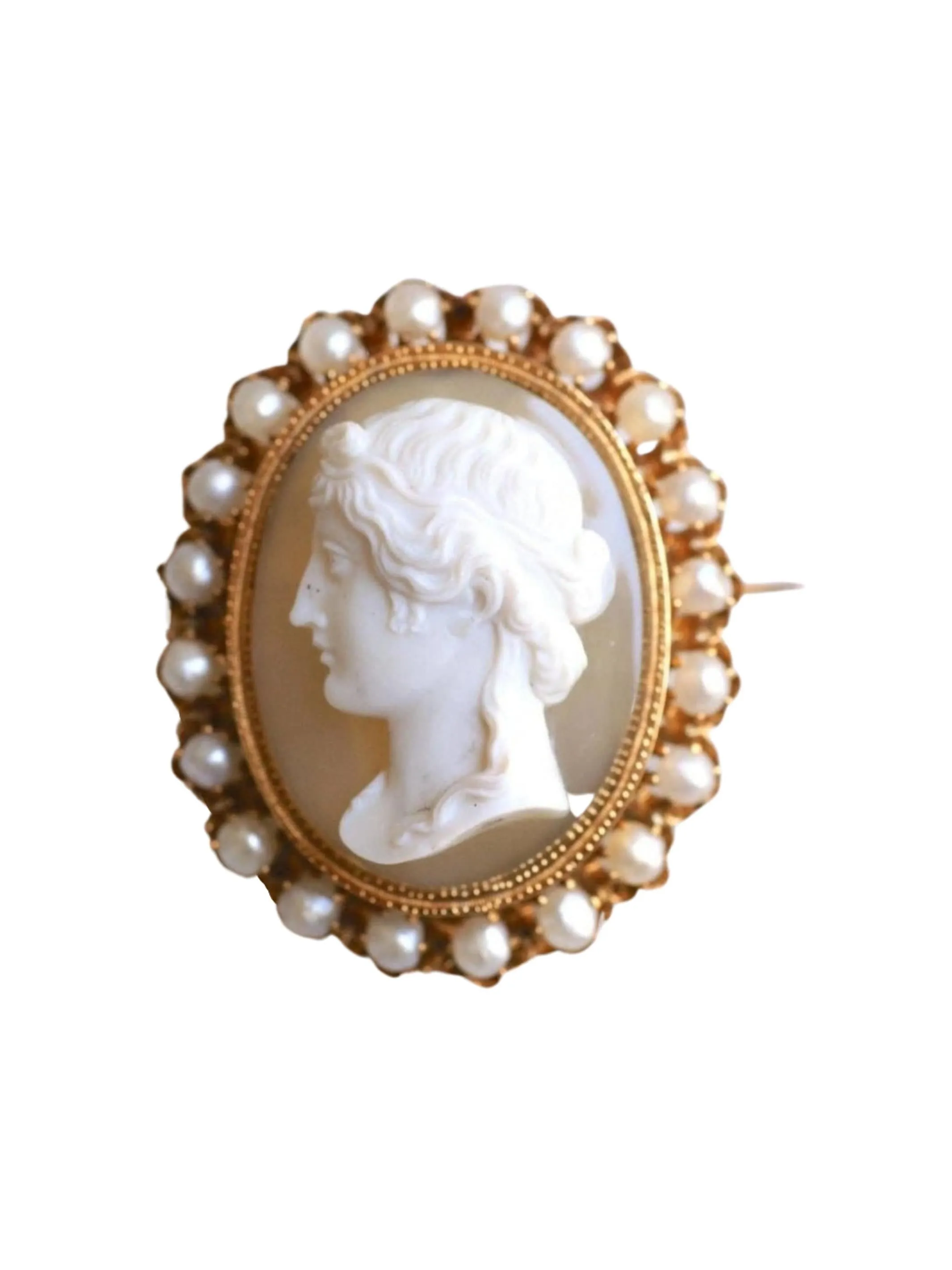 Broche camée agate et perles fines sold by 58 Facettes
