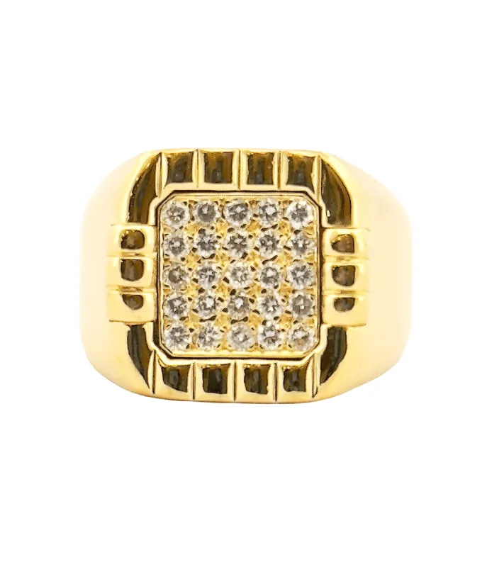 Chevalière vintage or massif 18 carats et diamants sold by 58 Facettes