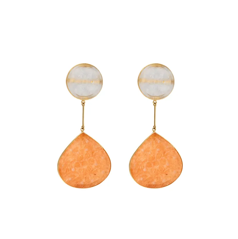 Boucles d'oreilles Agates sculptées blanches et orange sold by 58 Facettes