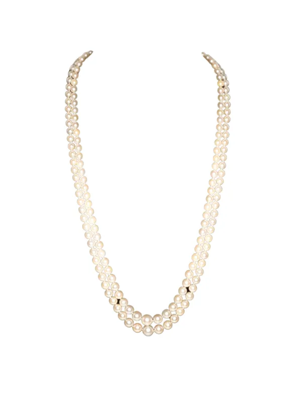 Collier 2 Rangs Perles De Culture Fermoir Or sold by 58 Facettes