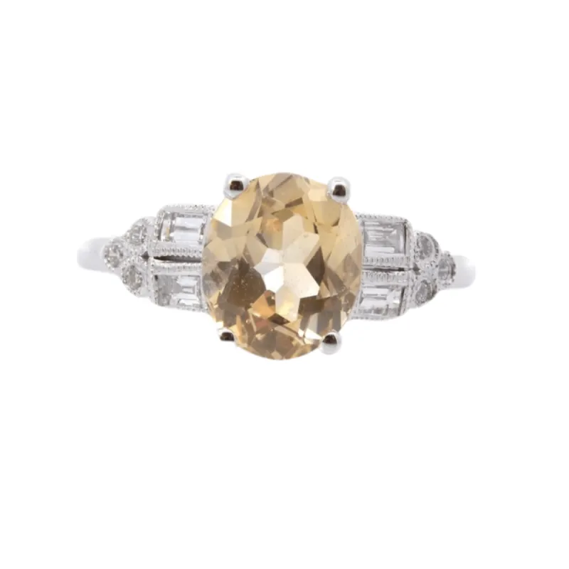 Bague Or blanc Saphir jaune Diamants sold by 58 Facettes