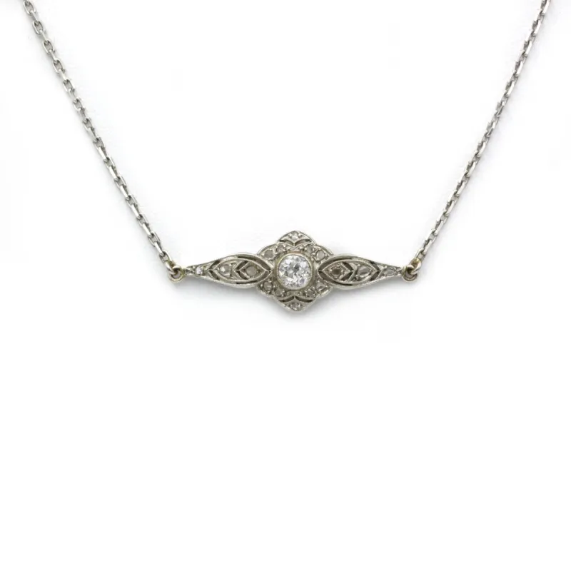 Collier Art Déco or blanc diamants sold by 58 Facettes
