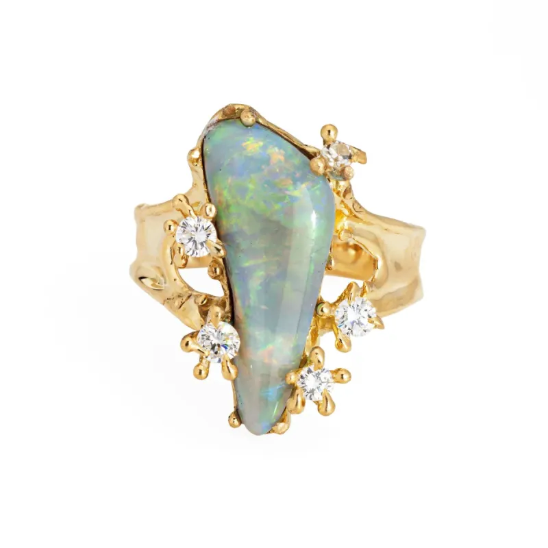 Bague Vintage Or Jaune Diamant Opale, Forme Libre sold by 58 Facettes