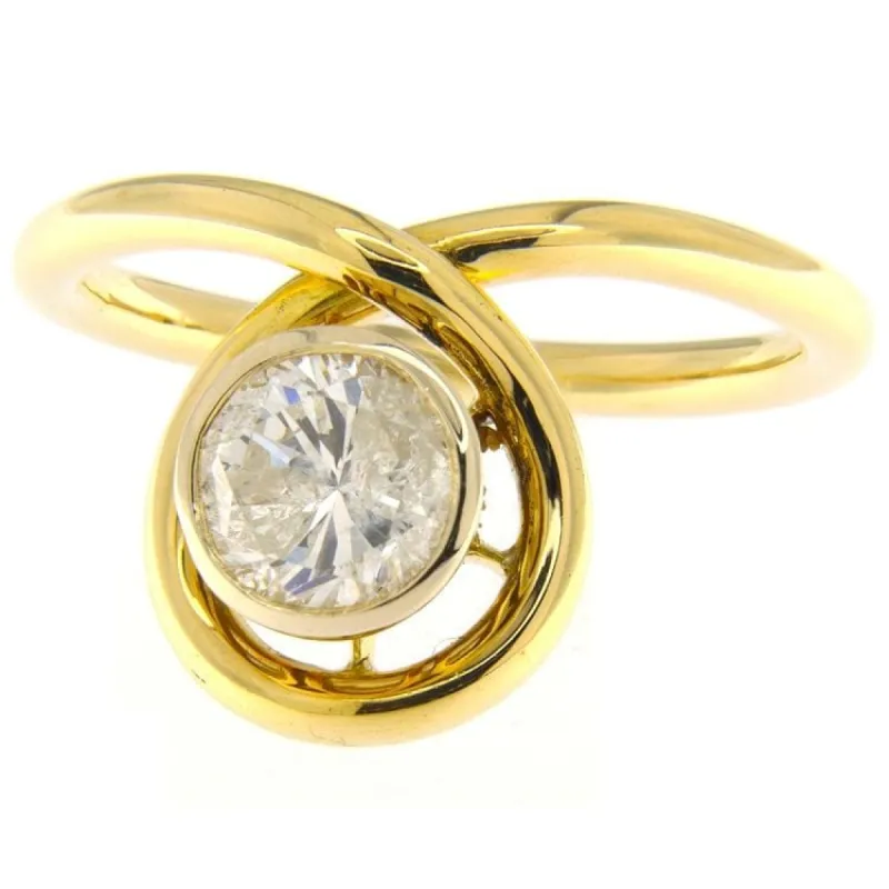 Bague solitaire en or jaune avec diamant sold by 58 Facettes