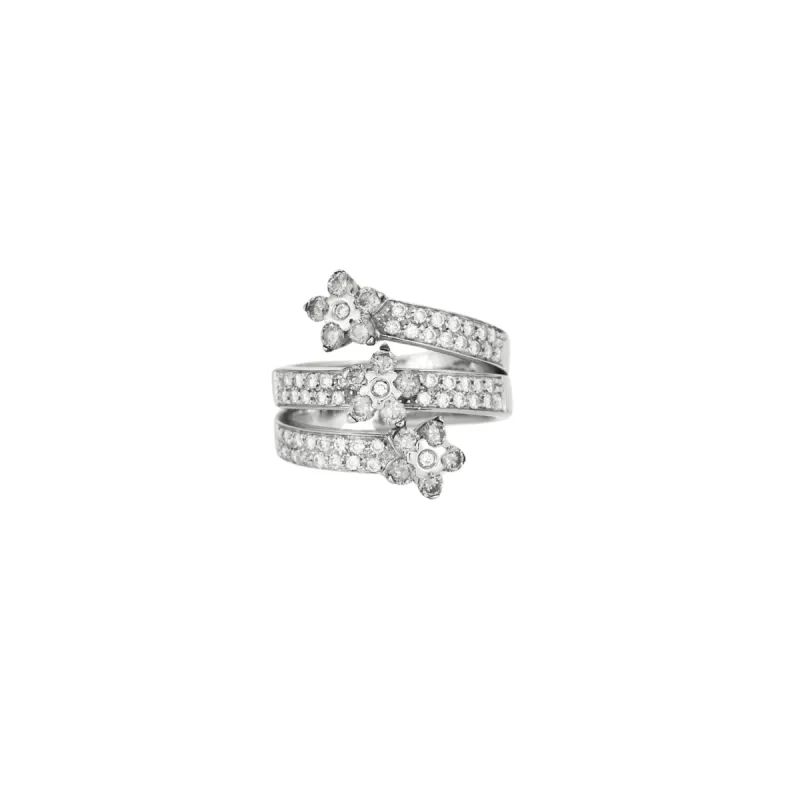 Bague trois joncs en or gris avec diamants sold by 58 Facettes