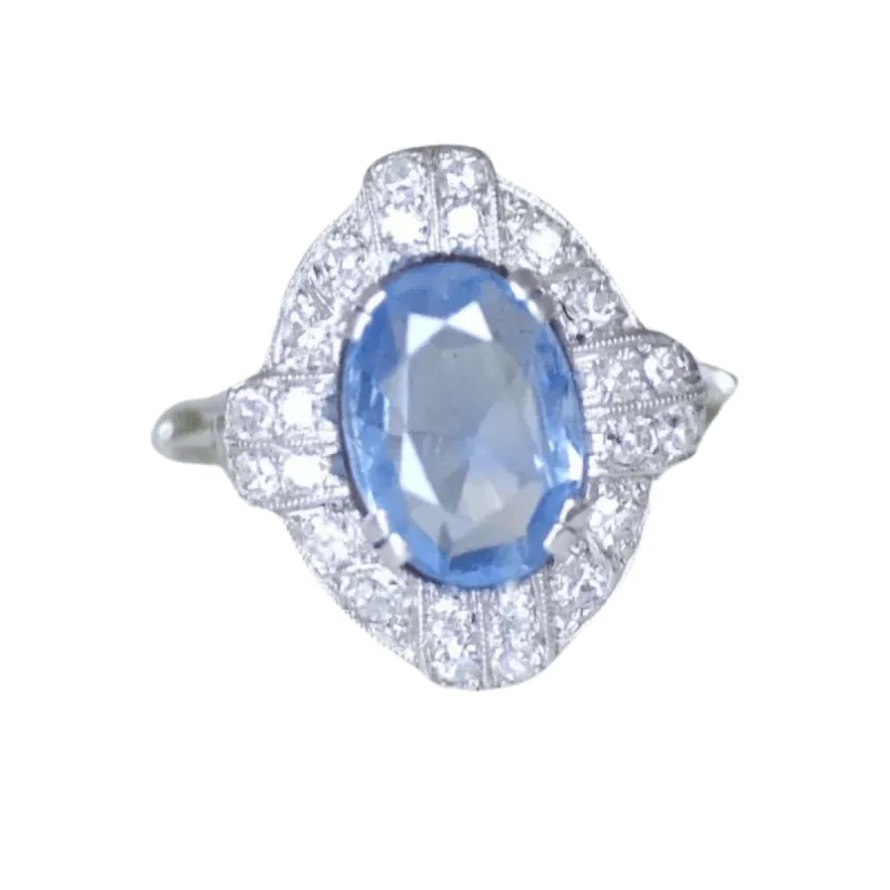 Bague Art Deco saphir Ceylan et diamants sold by 58 Facettes