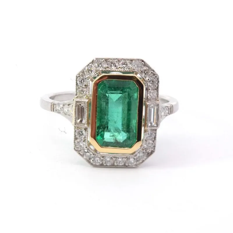 Bague Or jaune Platine Emeraude Diamant sold by 58 Facettes