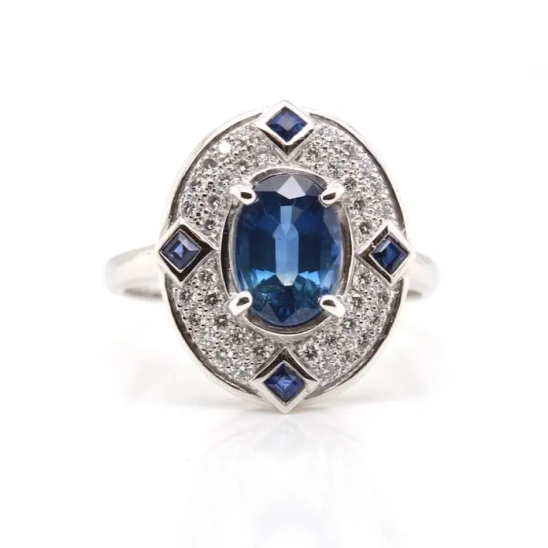Bague saphirs et diamants en or blanc 18k sold by 58 Facettes