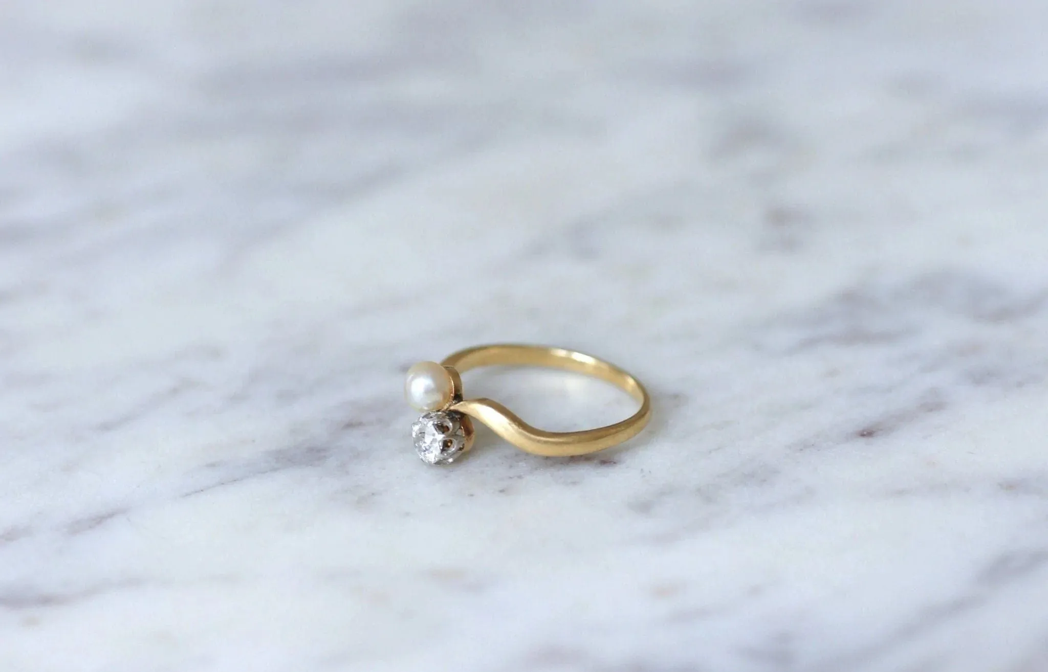 Bague Toi et Moi perle et diamant sold by 58 Facettes product image thumbnail 4