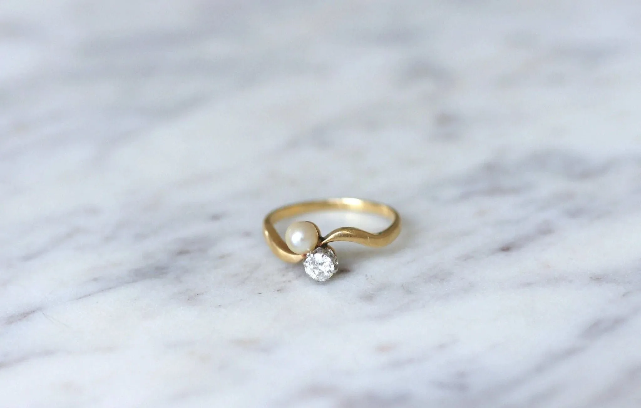 Bague Toi et Moi perle et diamant sold by 58 Facettes product image thumbnail 2