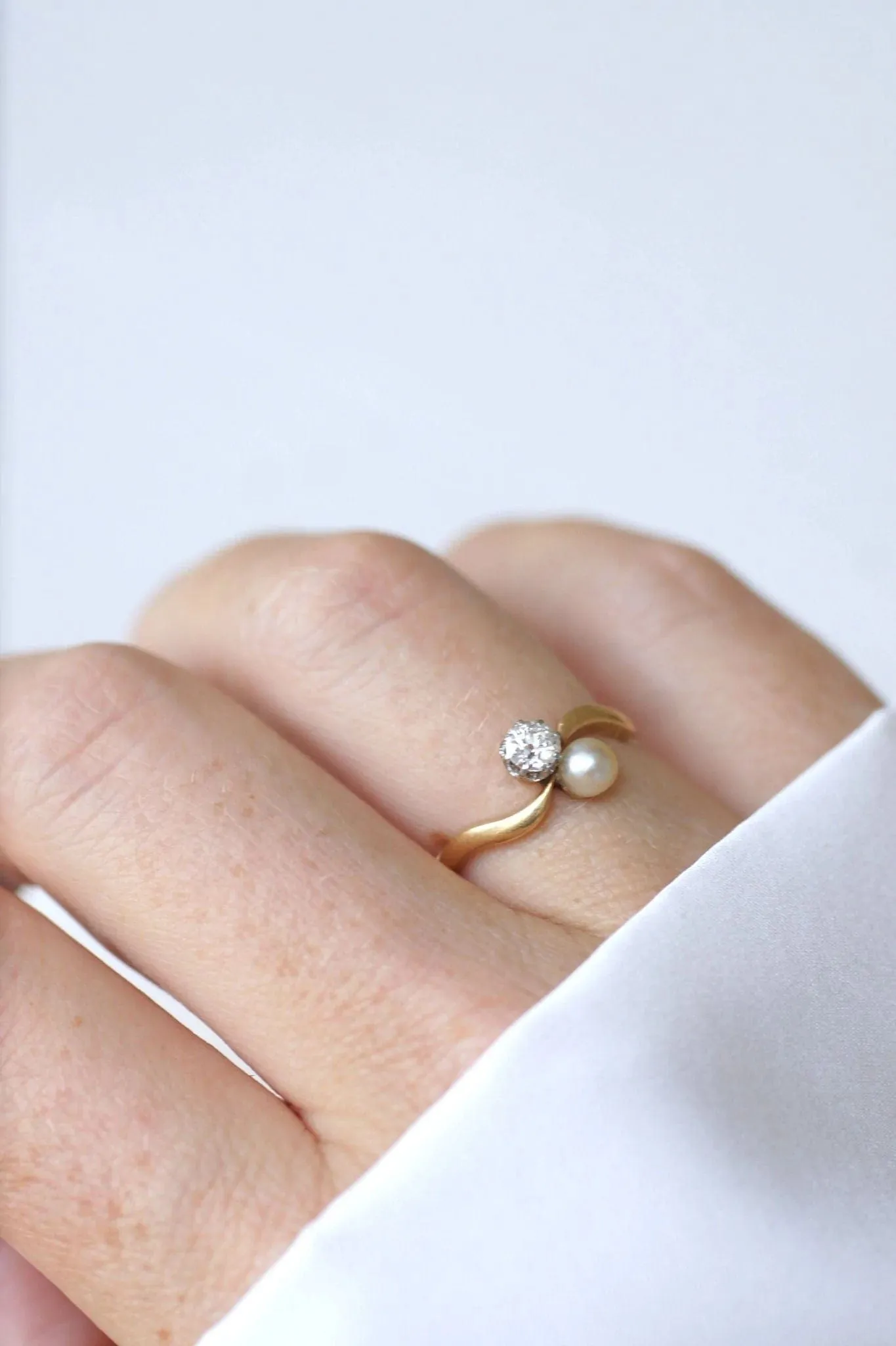 Bague Toi et Moi perle et diamant sold by 58 Facettes product image thumbnail 3