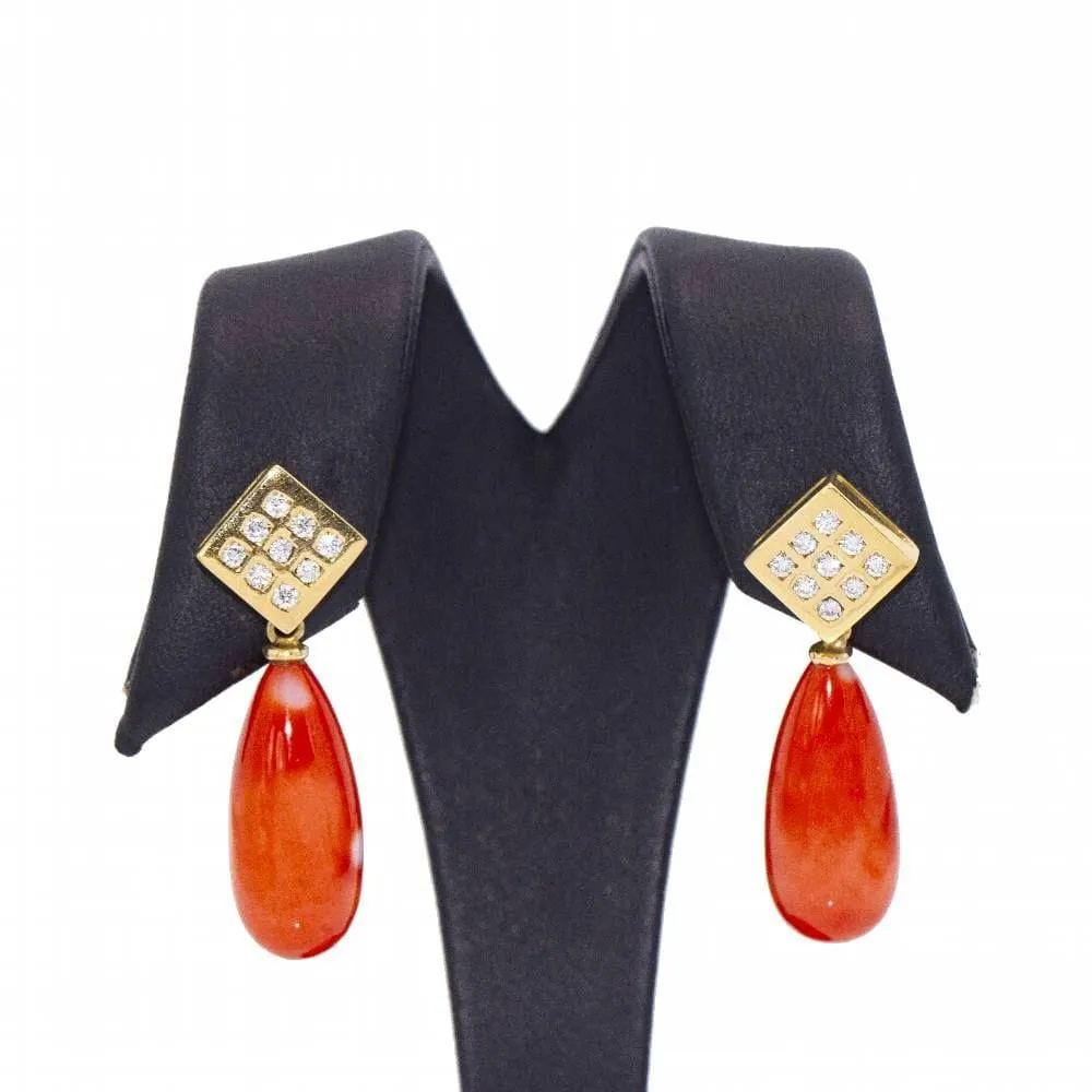 Boucles d'oreilles en or, corail et diamants sold by 58 Facettes product image thumbnail 3