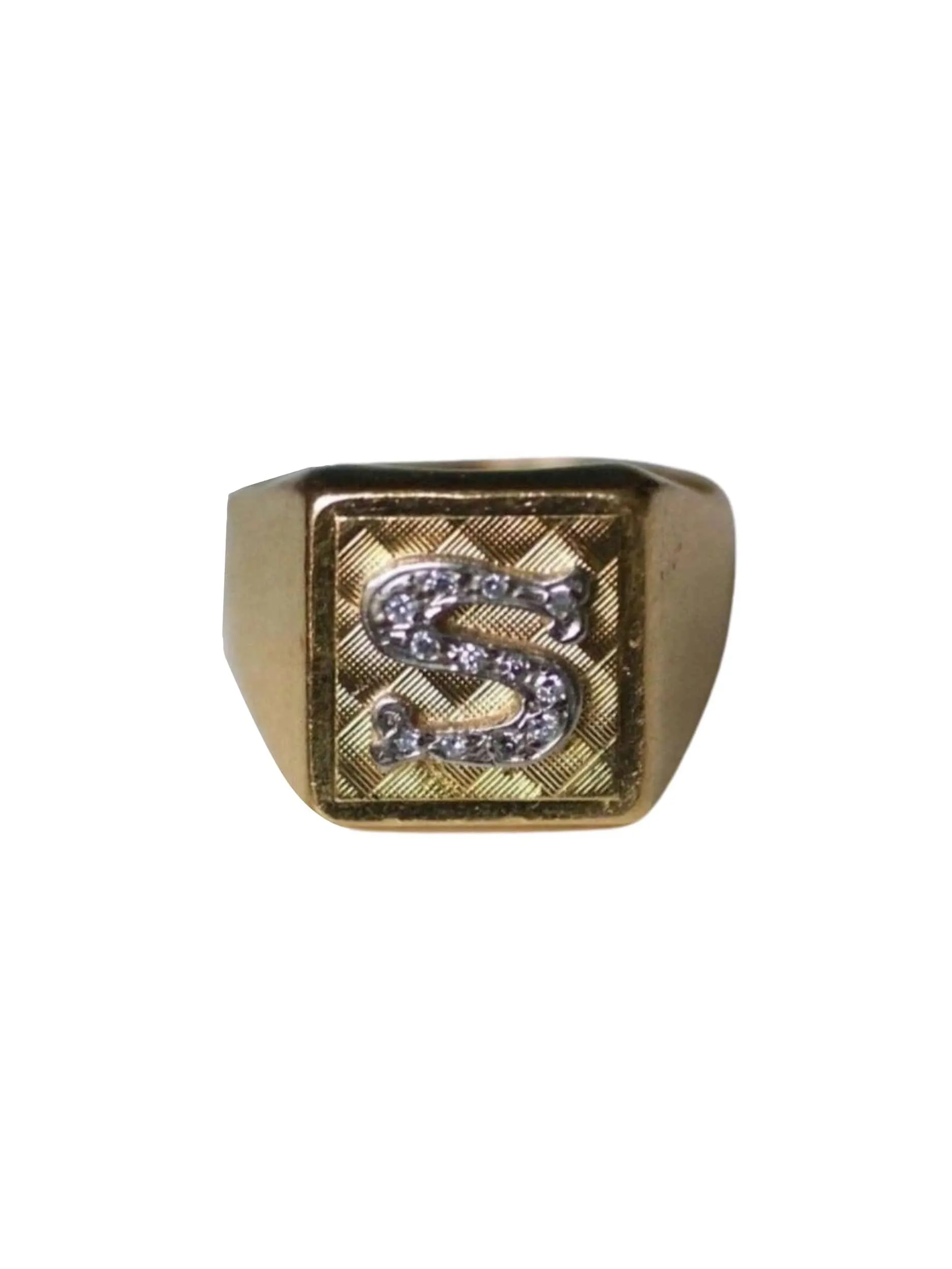 Bague chevalière Lettre S, or et diamants sold by 58 Facettes