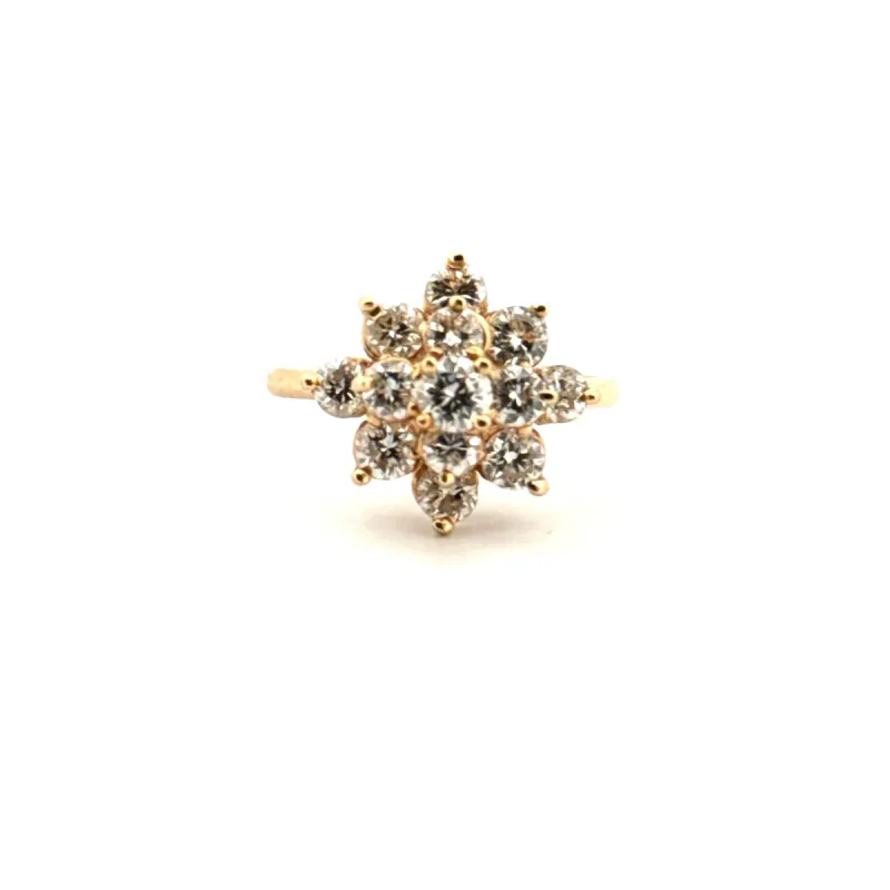Bague fleur or jaune et diamants sold by 58 Facettes