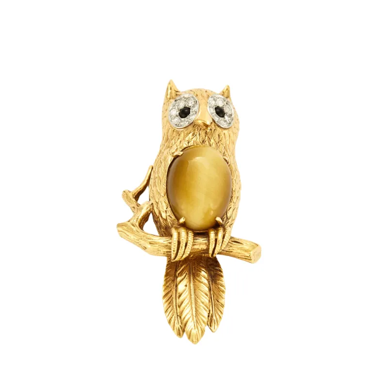 HERMES – Broche clip Hibou Chysobéryl sold by 58 Facettes
