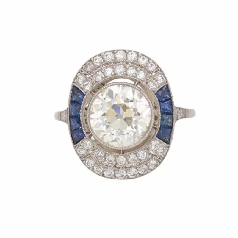 Bague Art Déco Platine Diamant Saphirs sold by 58 Facettes