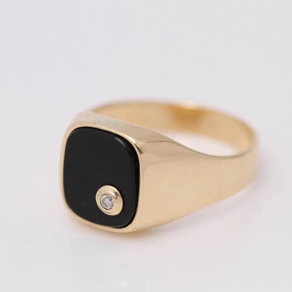 Chevalière homme Or jaune Onyx Diamant sold by 58 Facettes product image thumbnail 2