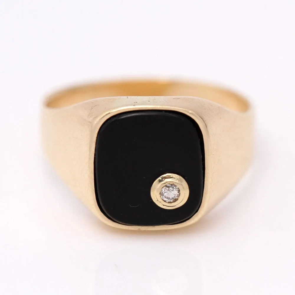 Chevalière homme Or jaune Onyx Diamant sold by 58 Facettes