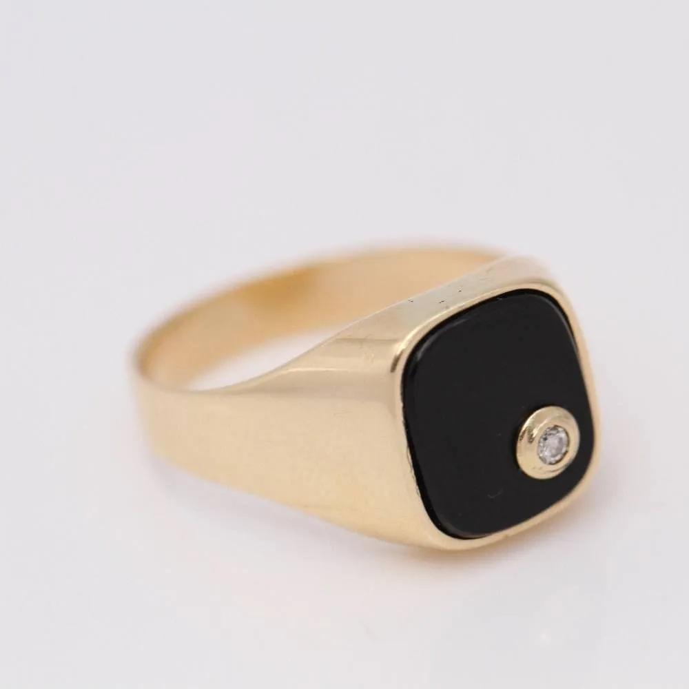 Chevalière homme Or jaune Onyx Diamant sold by 58 Facettes product image thumbnail 5