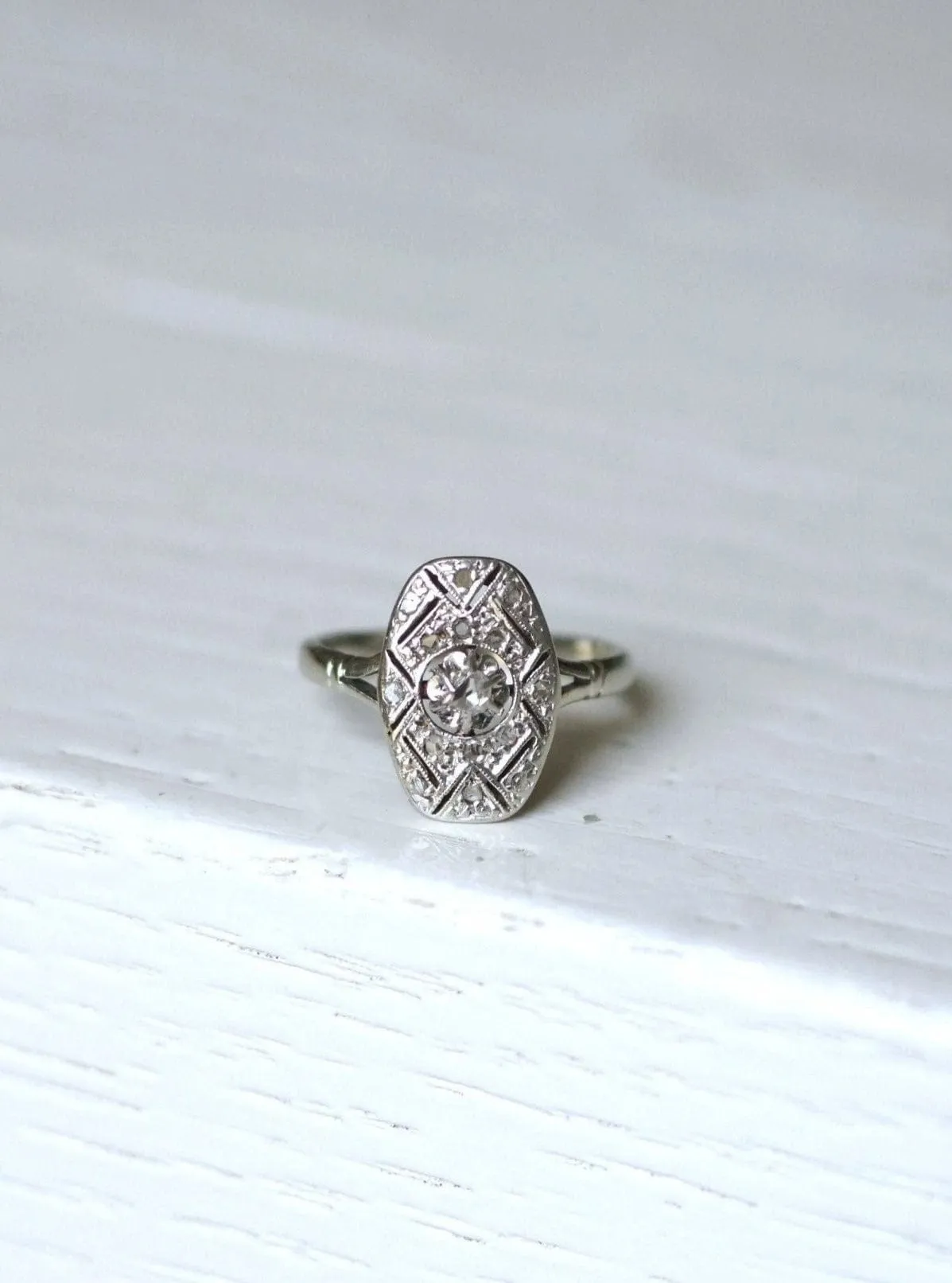 Bague de fiançailles rectangulaire Art Deco diamants sold by 58 Facettes product image thumbnail 2