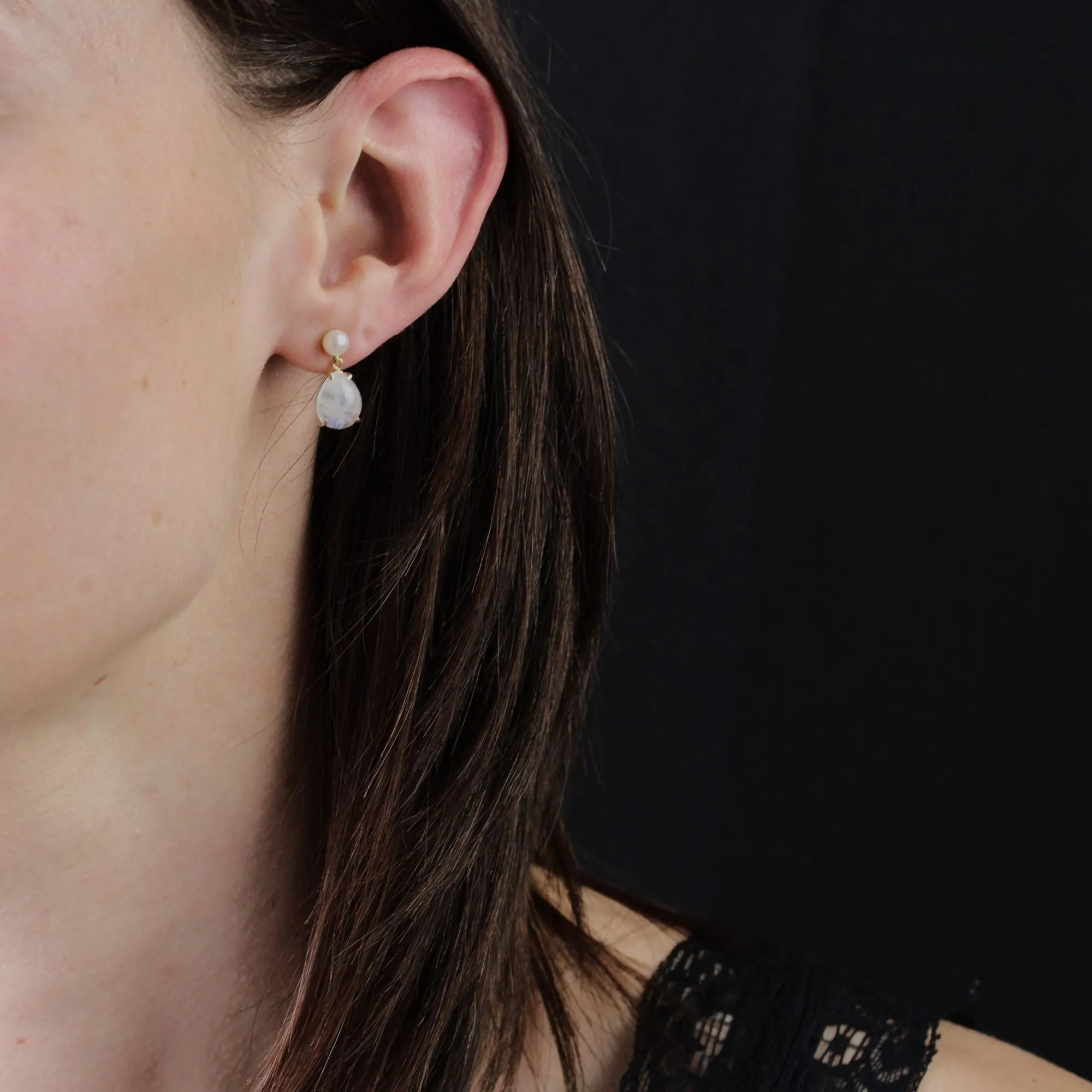 Boucles d'oreilles pierres de lune et perles de culture sold by 58 Facettes product image thumbnail 2