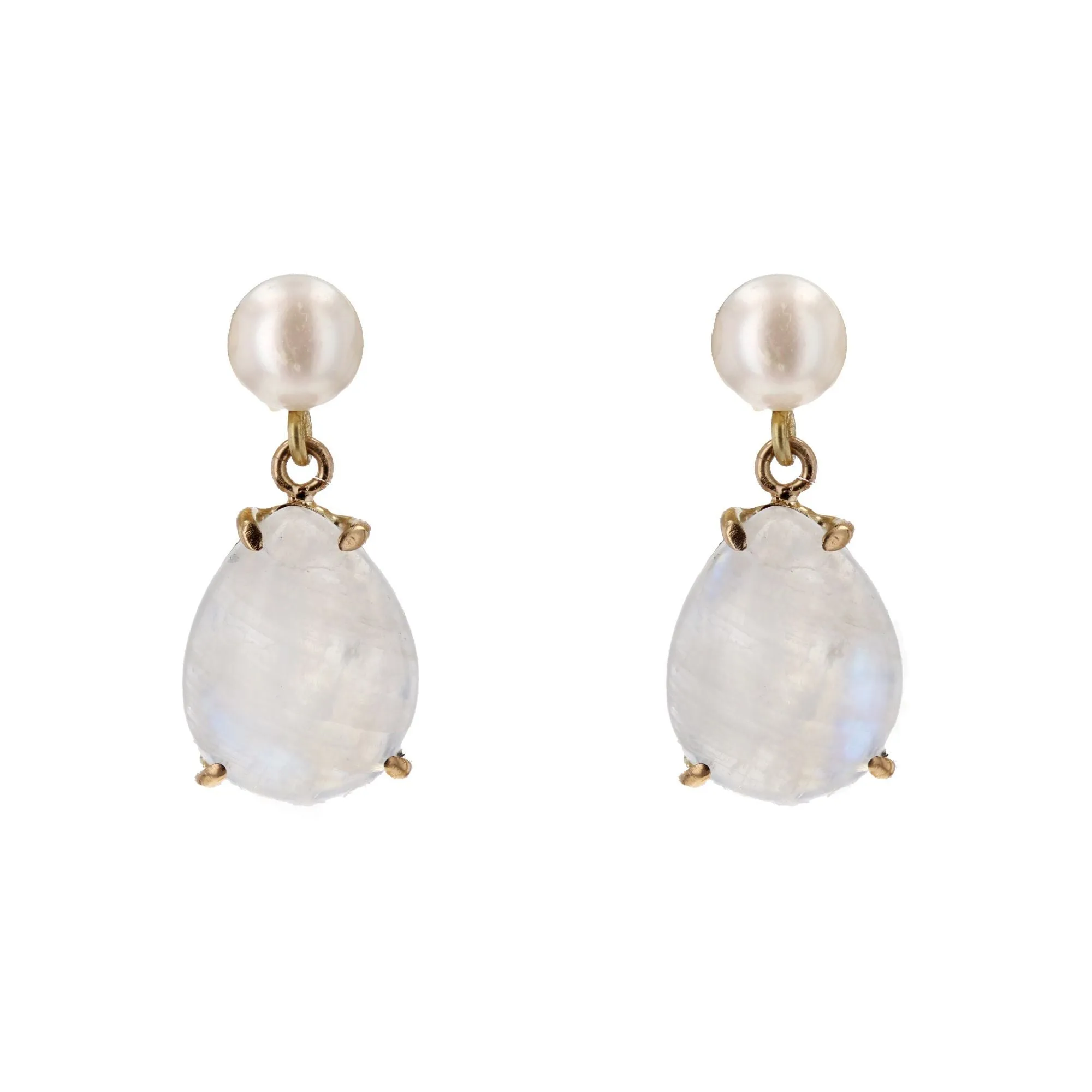 Boucles d'oreilles pierres de lune et perles de culture sold by 58 Facettes