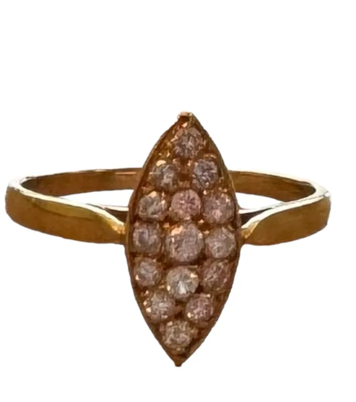 Bague marquise or jaune diamants sold by 58 Facettes